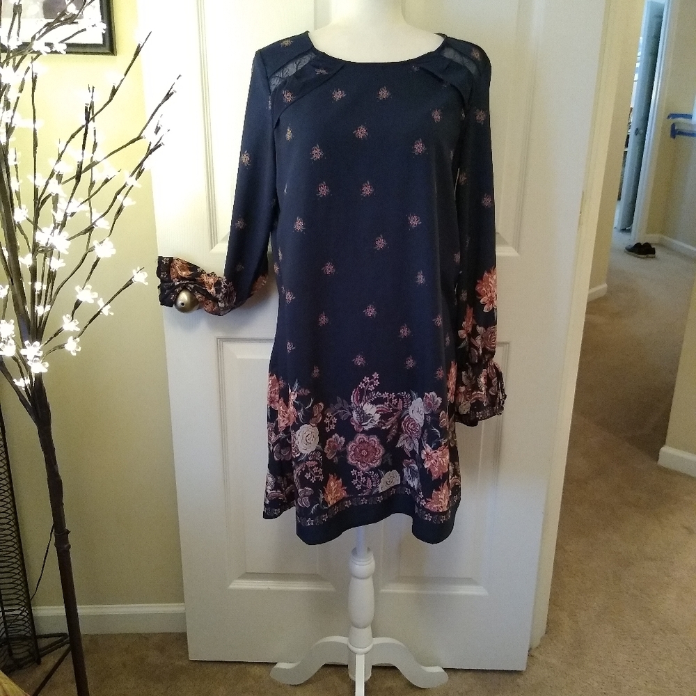 XHILARATION blue floral tunic dress. Size XS - Picture 3 of 8